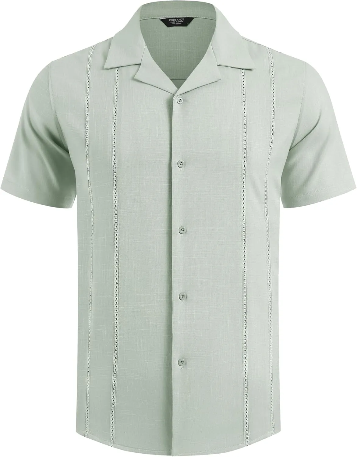 COOFANDY Guayabera Shirts for Men Cuban Short Sleeve Button Down Summer Shirts Linen Shirts