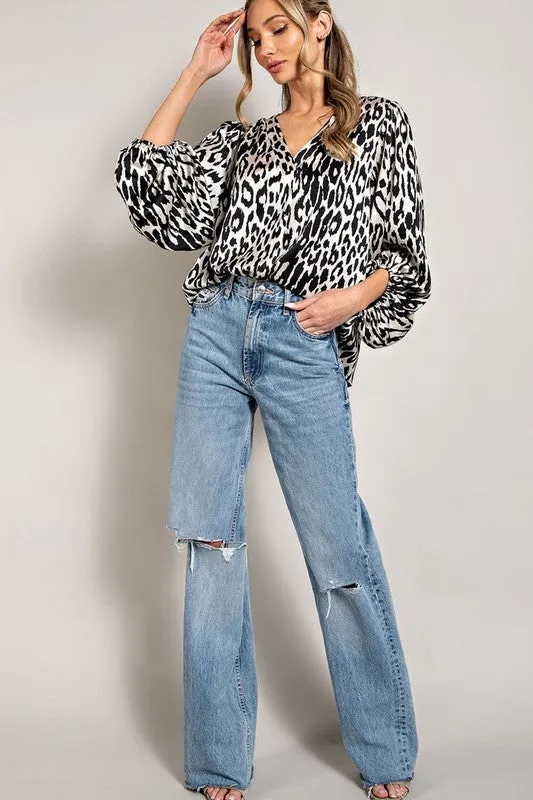 Curvy Girl Leopard Print Long Sleeve
