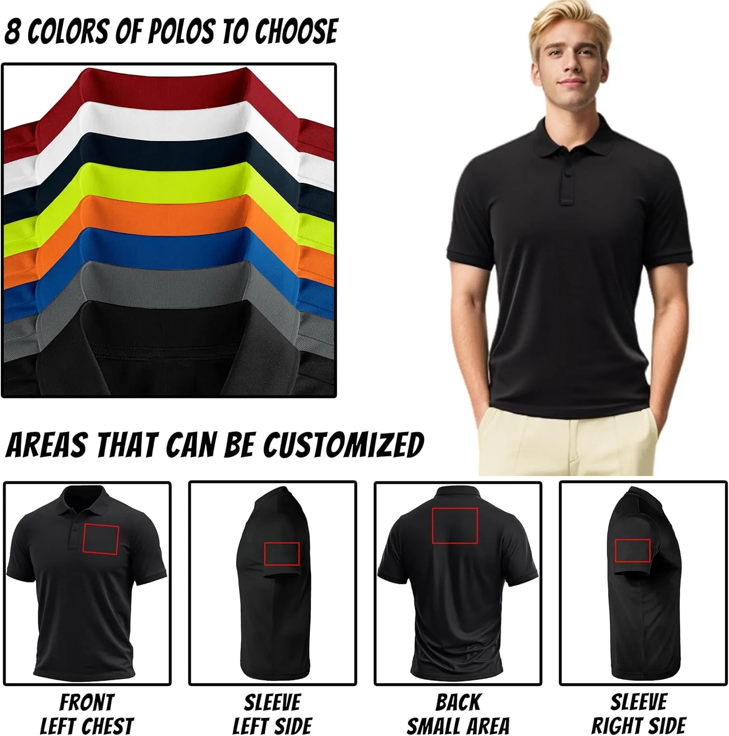 Custom Polo Shirts for Men Design Your Own Golf Jersey Personalized Print/Embroidered Text