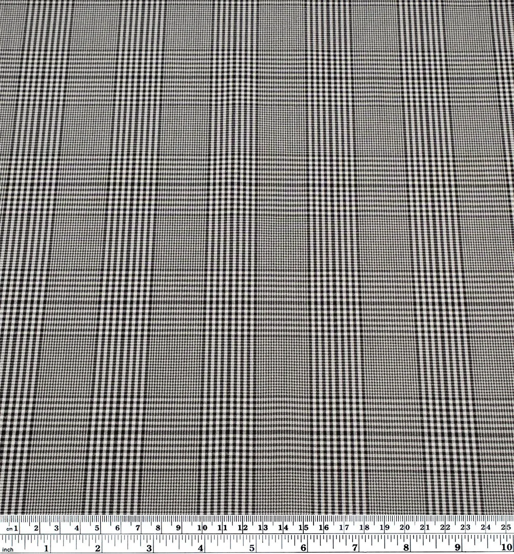 Deadstock Glen Plaid Poly Viscose Stretch Suiting - Black/White