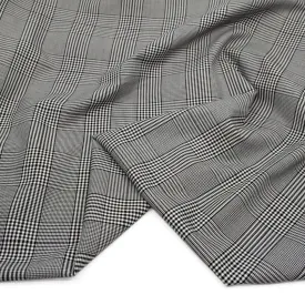 Deadstock Glen Plaid Poly Viscose Stretch Suiting - Black/White