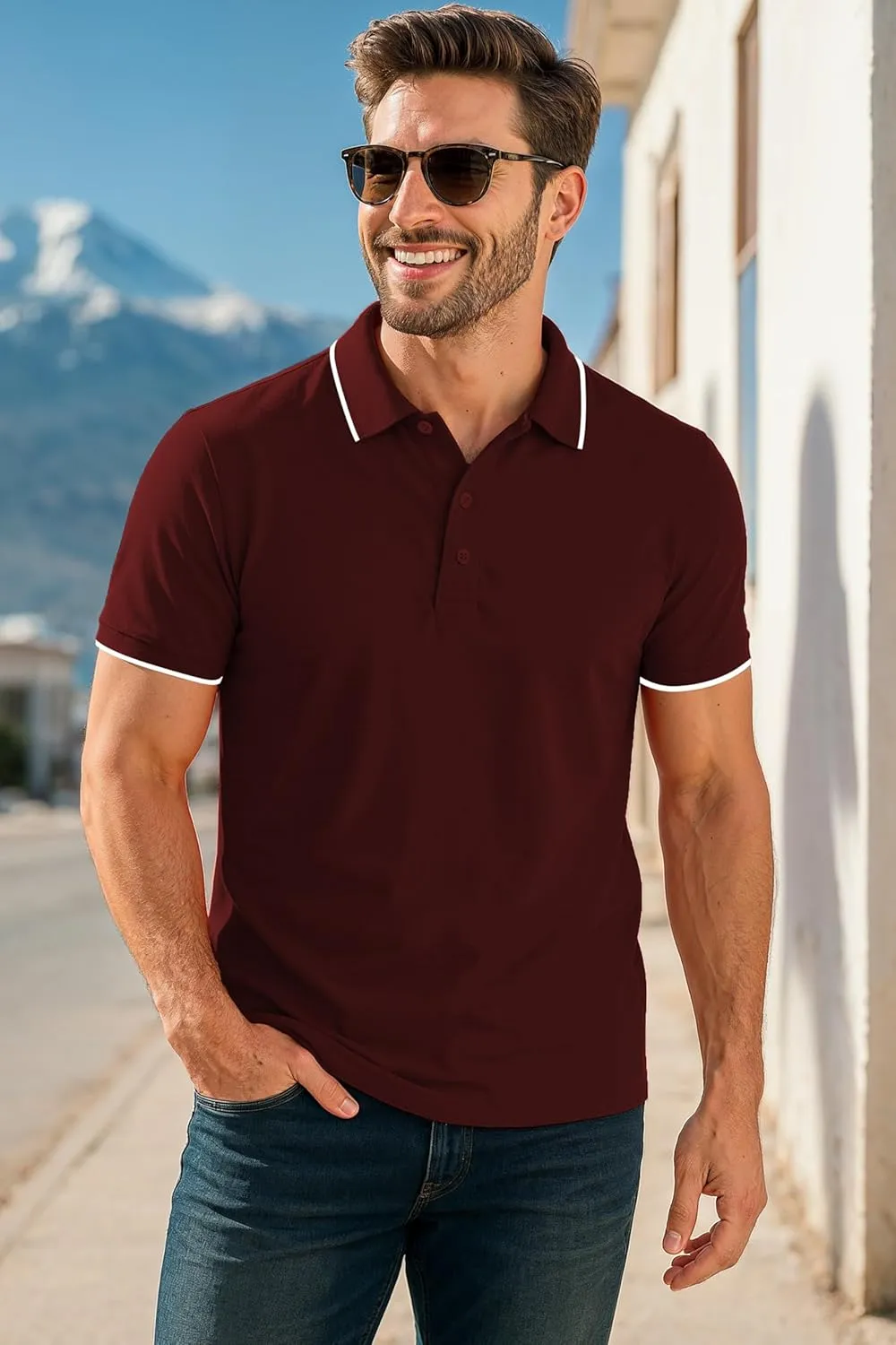 Decrum Mens Polo Shirts Short Sleeve Casual Collared Golf Polo Shirts for Men