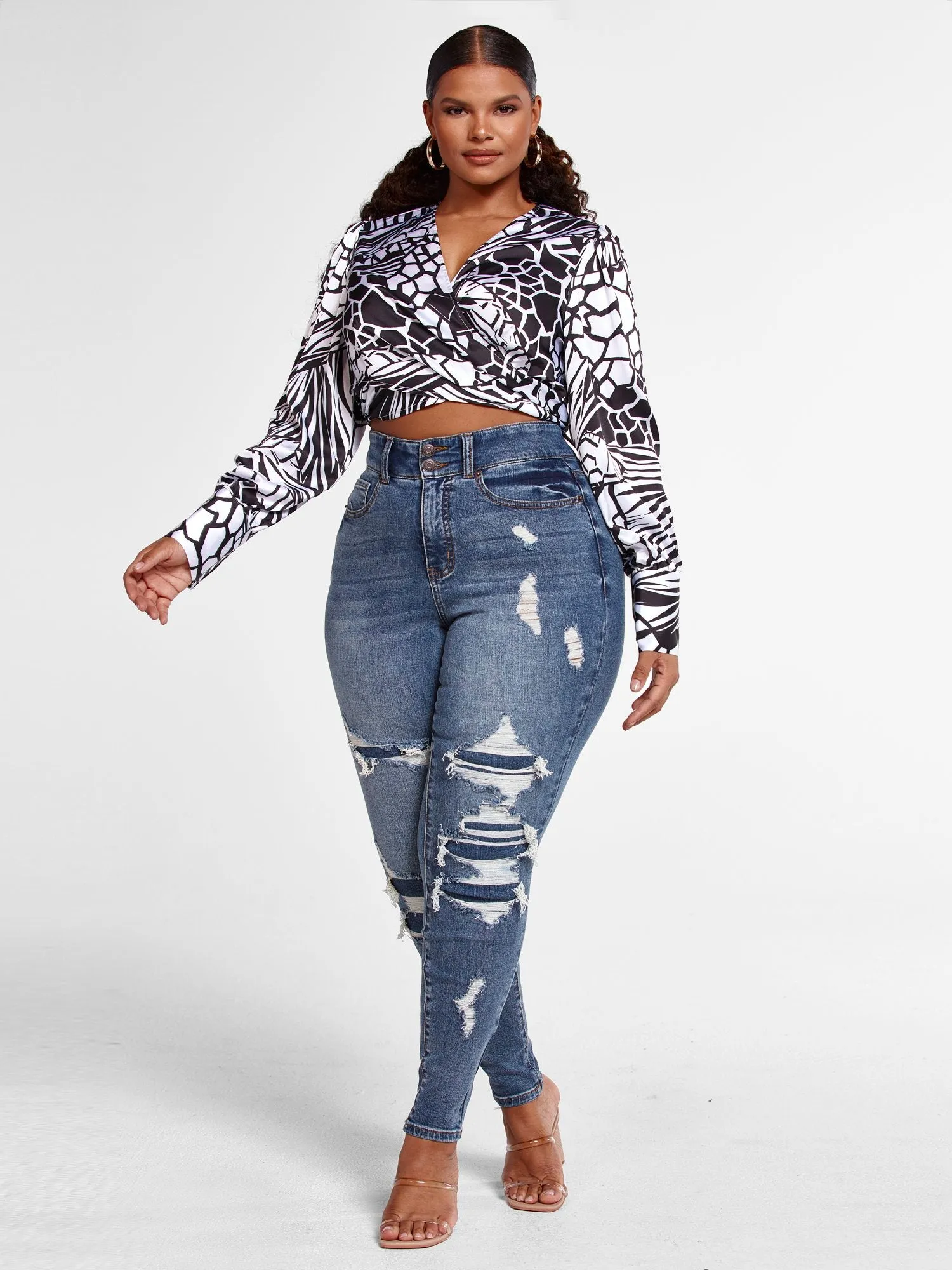 Felicity Geo Print Wrap Blouse