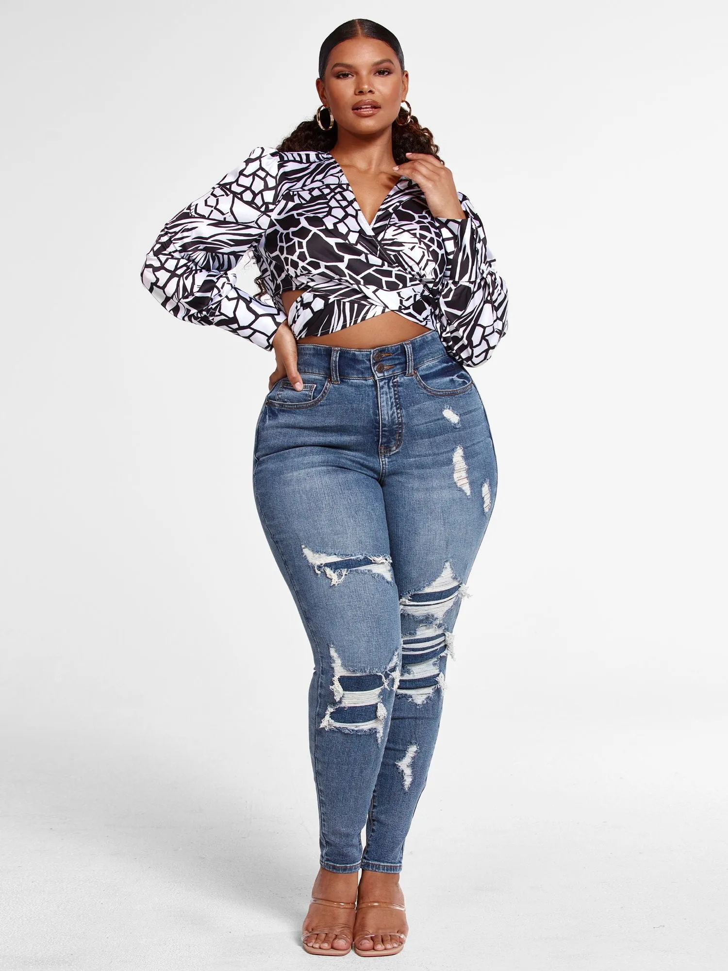 Felicity Geo Print Wrap Blouse