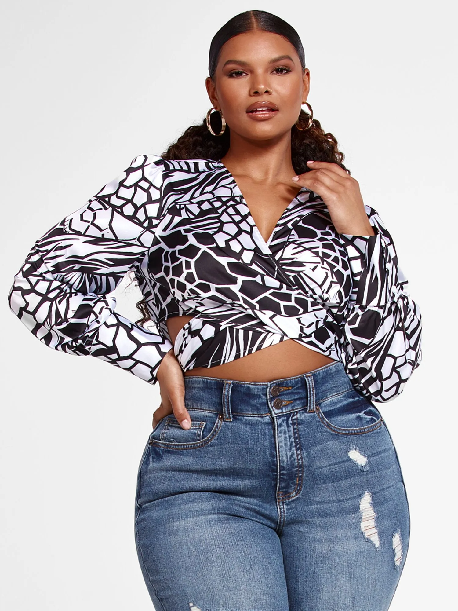 Felicity Geo Print Wrap Blouse