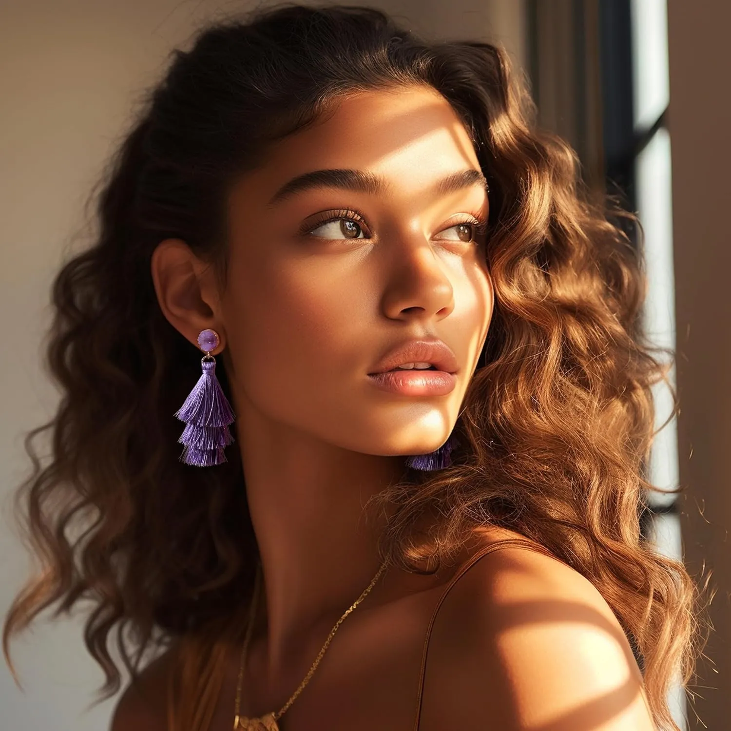 FIBO STEEL Colorful Tassel Earrings for Women Layered Bohemian Earrings, Big Statement Tiered Fringe Drop Dangle Earrings Christmas Valentine Earrings Party Jewelry