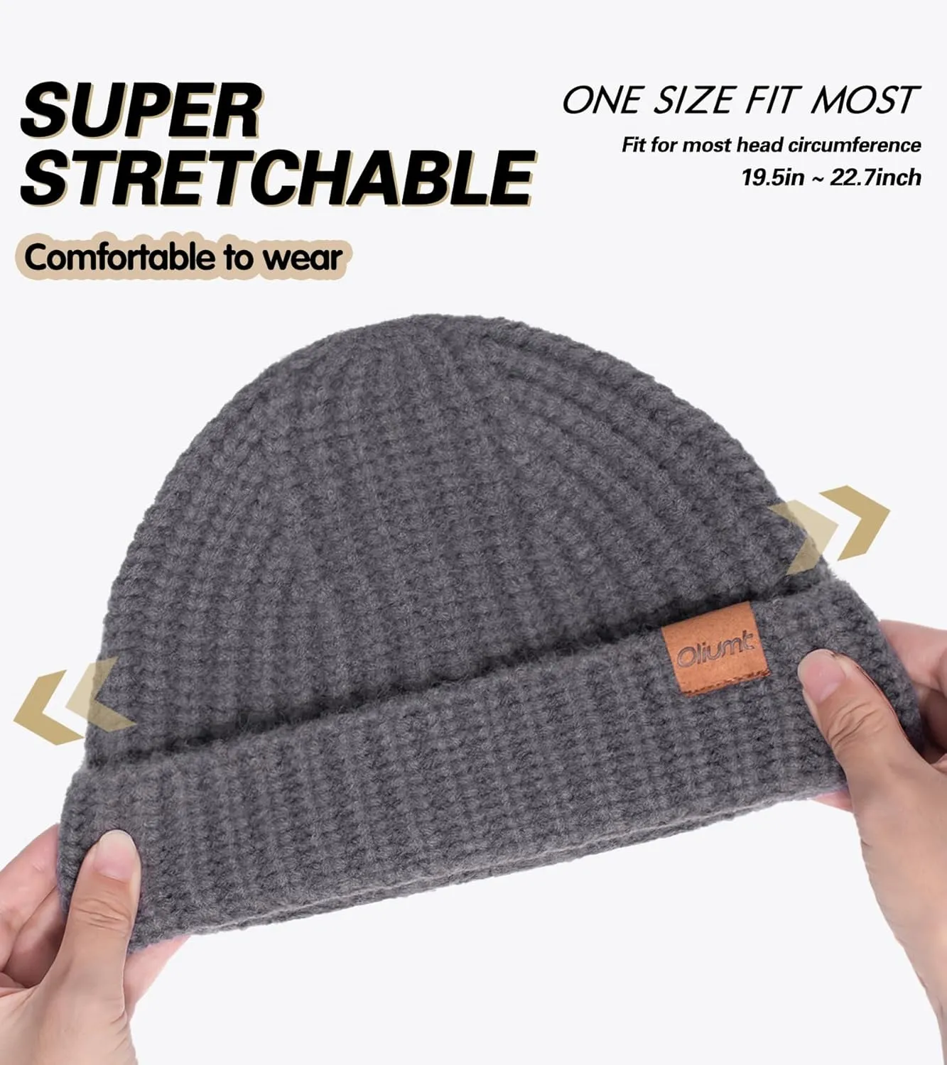 Fisherman Short Beanie Hats for Men, Knit Skull Cap Cuff Trawler Hat Mens Stylish Watch Cap Winter Warm Hat for Daily Wear