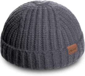 Fisherman Short Beanie Hats for Men, Knit Skull Cap Cuff Trawler Hat Mens Stylish Watch Cap Winter Warm Hat for Daily Wear