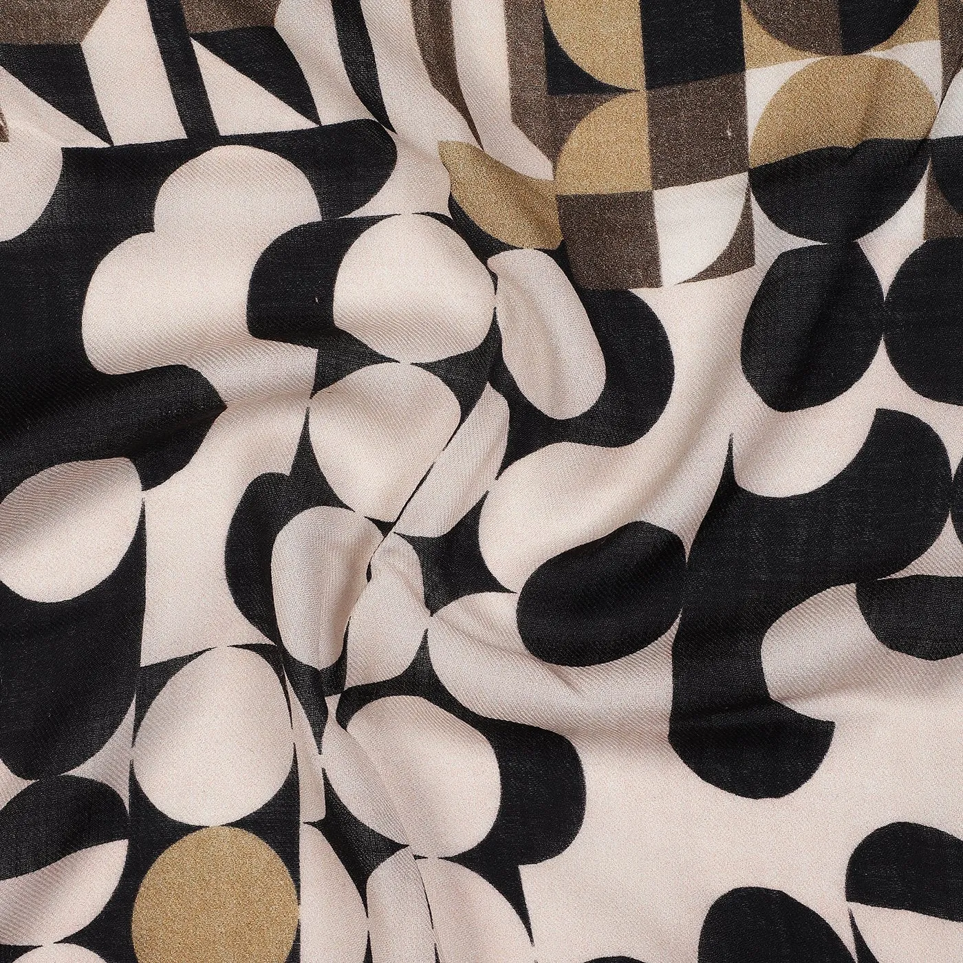 Graphic Polka Printed Wool Silk Stole