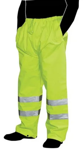 Liberty Glove & Safety C16920G/4XL HiVizGard Polyester Class E Rain Pant with 2" Wide Silver Reflective Stripes, 4X-Large, Fluorescent Lime Green