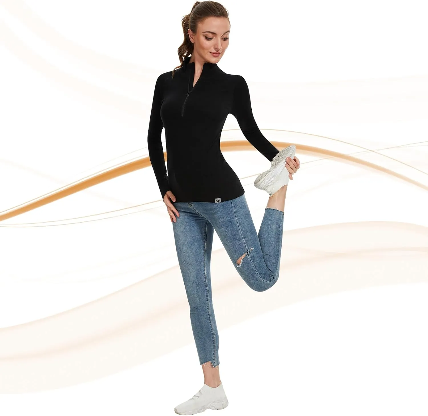 MERINNOVATION Merino Wool Base Layer for Womens Wool Half Zip Sweater Midweight 240gsm
