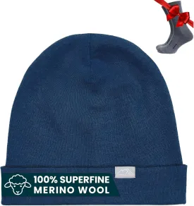 Merino Wool Beanie Men and Women  Cuff Merino Wool Hats for Men and Women - Unisex Adult Beanie Hat and Socks