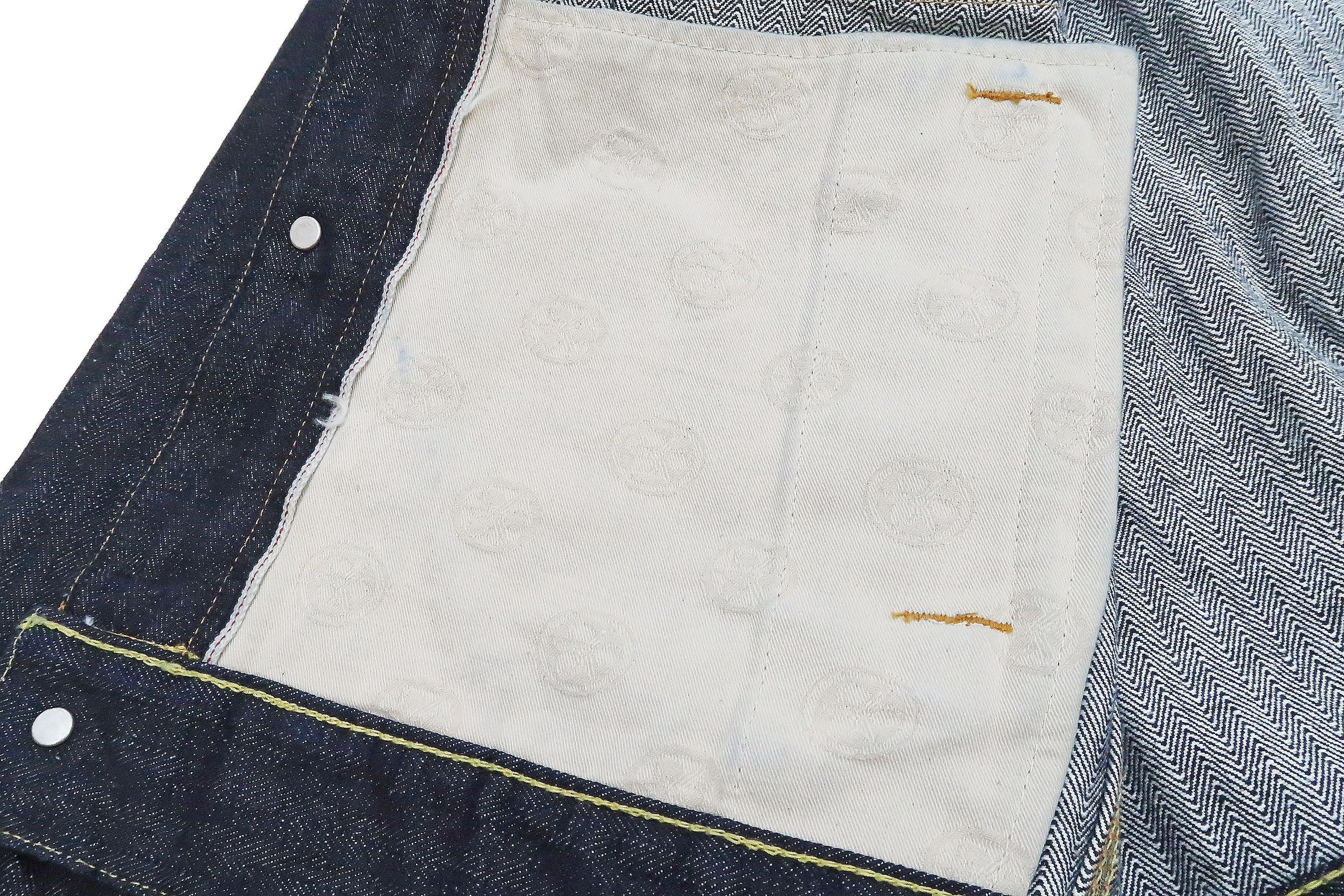 Momotaro Jeans Jacket Men's Modern Indigo Herringbone Denim Trucker Jacket MJK0010M23R Indigo