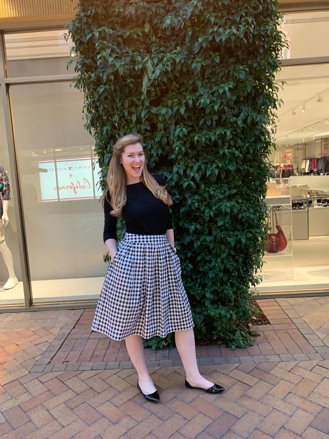 OBBUE Dresstore Vintage Pleated Skirt Floral A-line Printed Midi Skirts with Pockets
