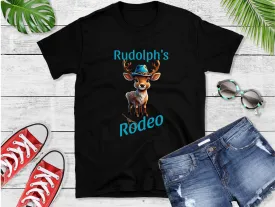 Rudolph's Rodeo Tee, Christmas T-Shirt, Country Christmas shirt, Christmas Graphic Shirt