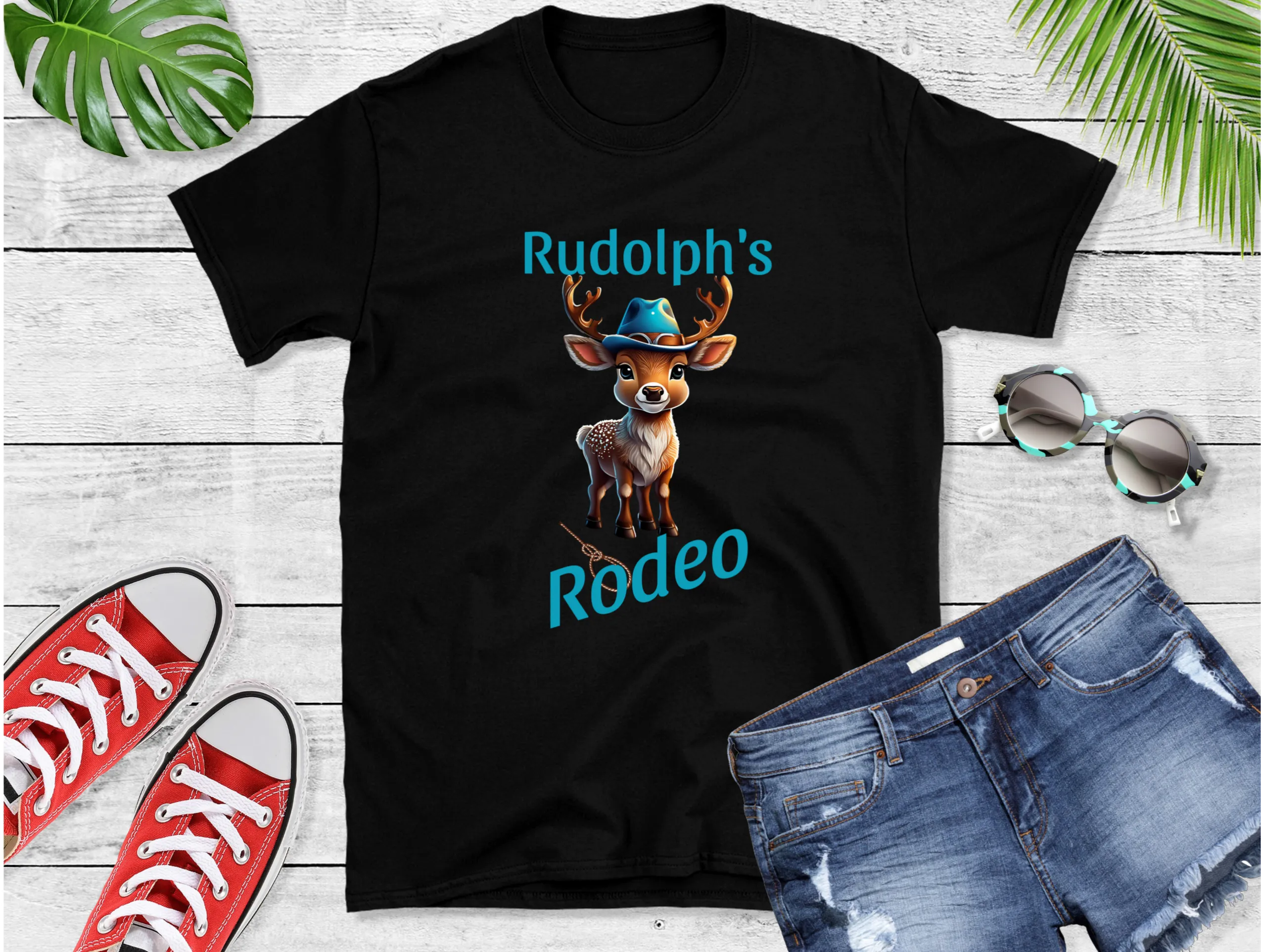 Rudolph's Rodeo Tee, Christmas T-Shirt, Country Christmas shirt, Christmas Graphic Shirt