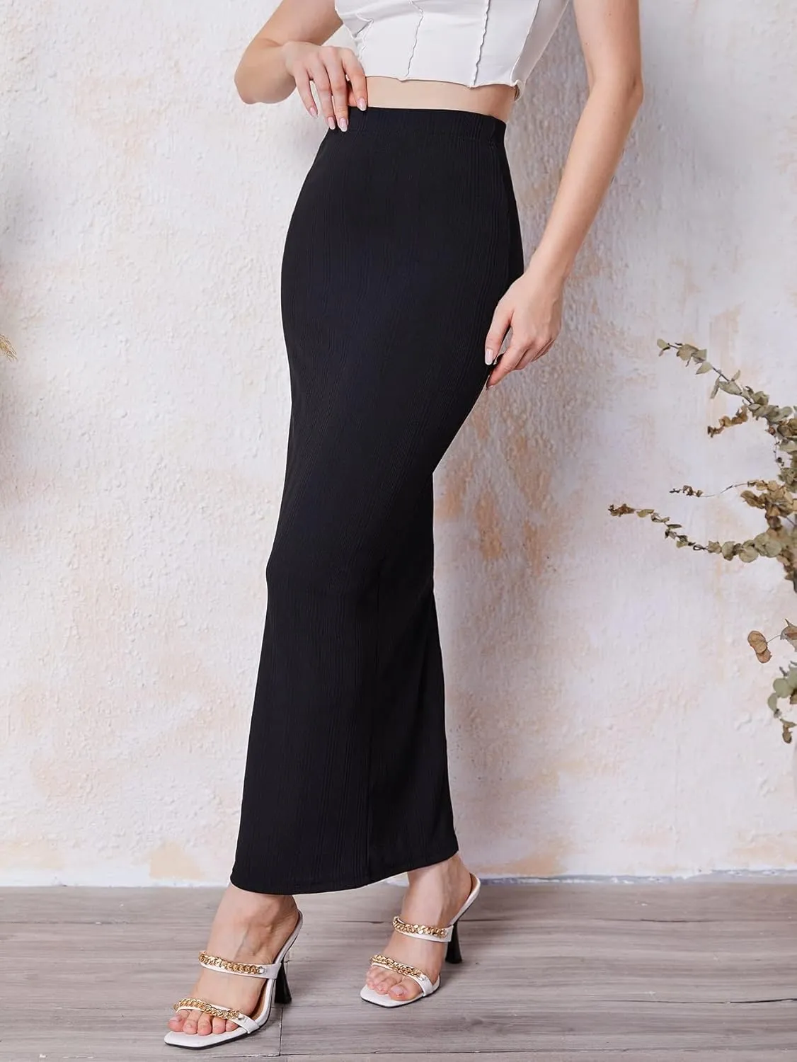 Skirts for Women Slit Back Pencil Skirt High Waist Casual