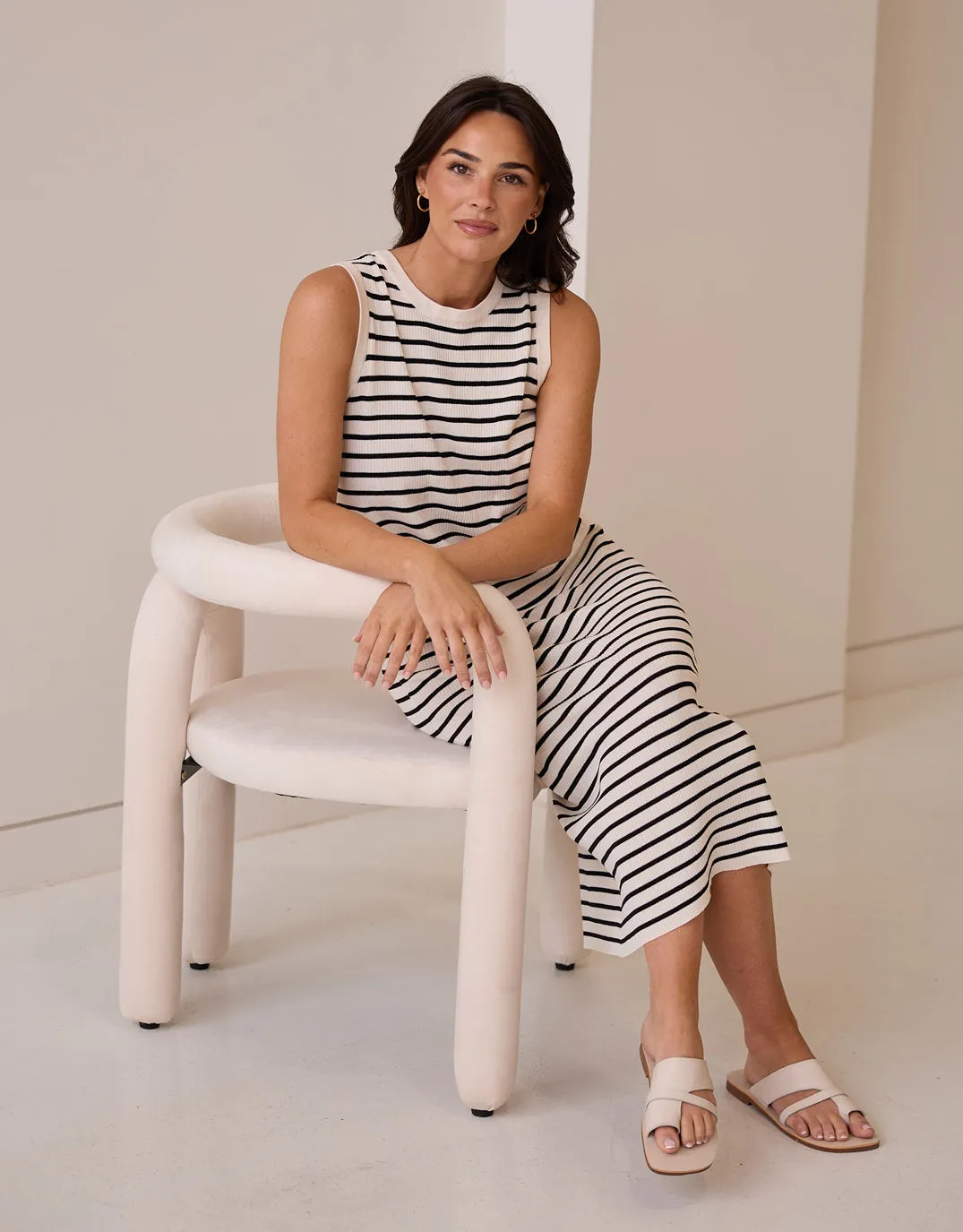 Squad Midi Dress - Ecru/Black
