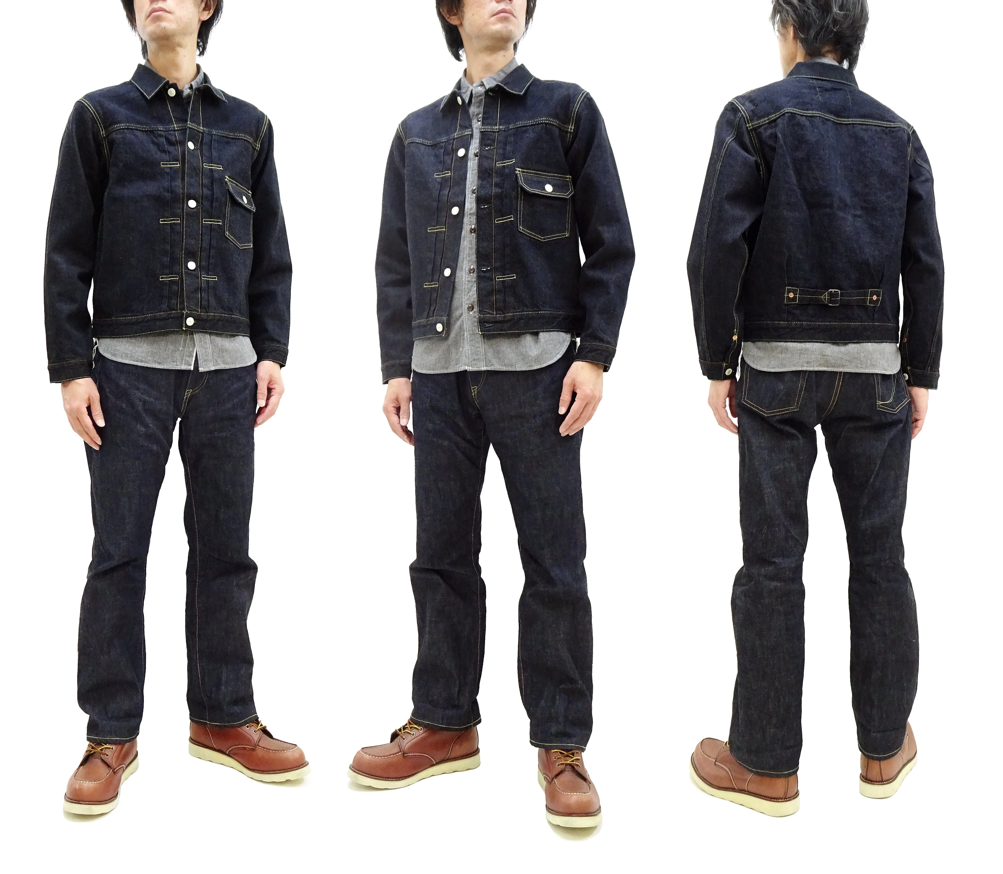 Studio D'artisan Denim Jacket Men's Type 1 Style 14 Oz. G3 Denim Jean Jacket SD-491 One-Wash