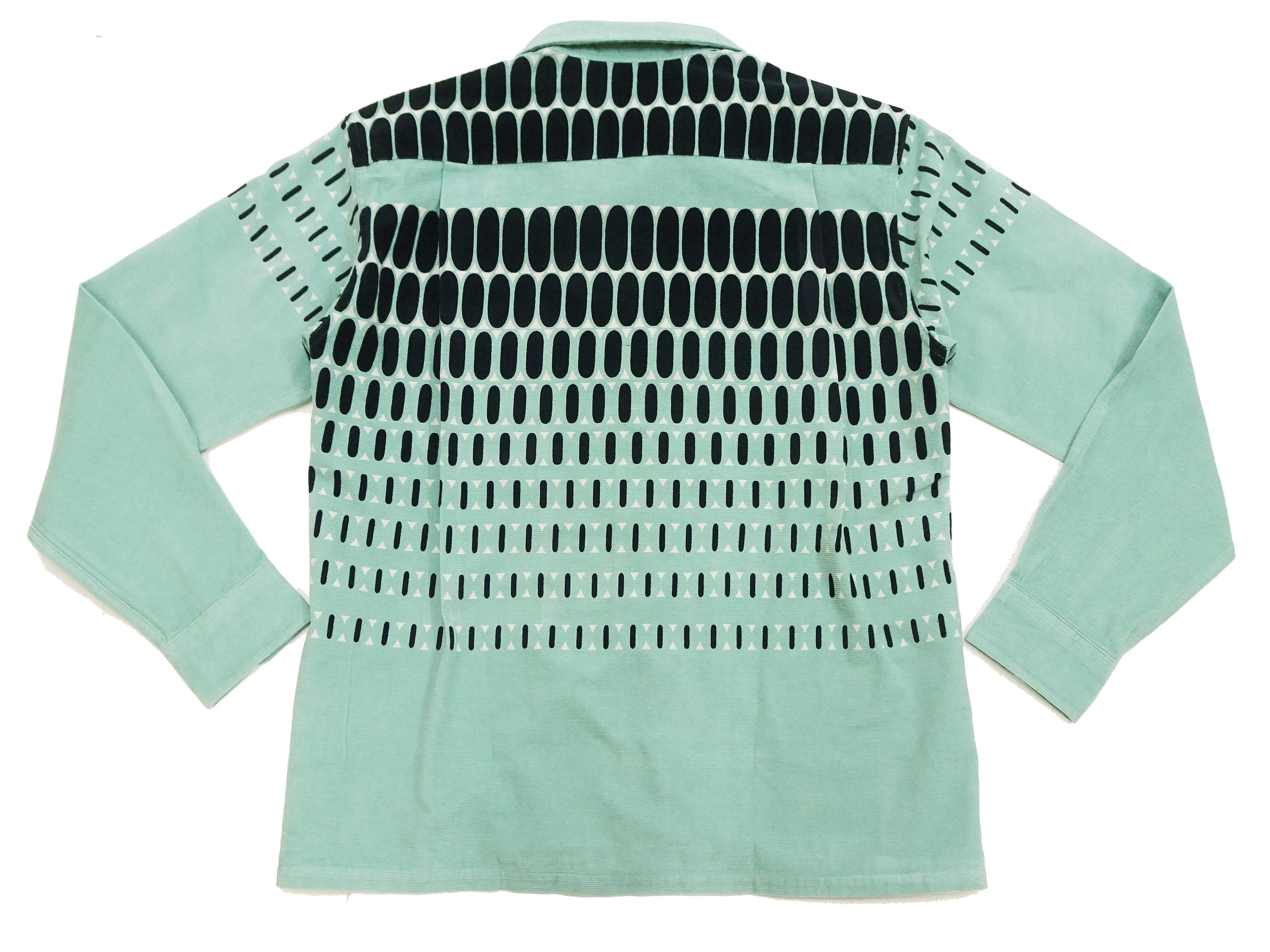 Style Eyes Corduroy Sport Shirt Men's 1950s Style Long Sleeve Button Up Shirt ELVIS DOT Pattern SE29169 141 Mint Green