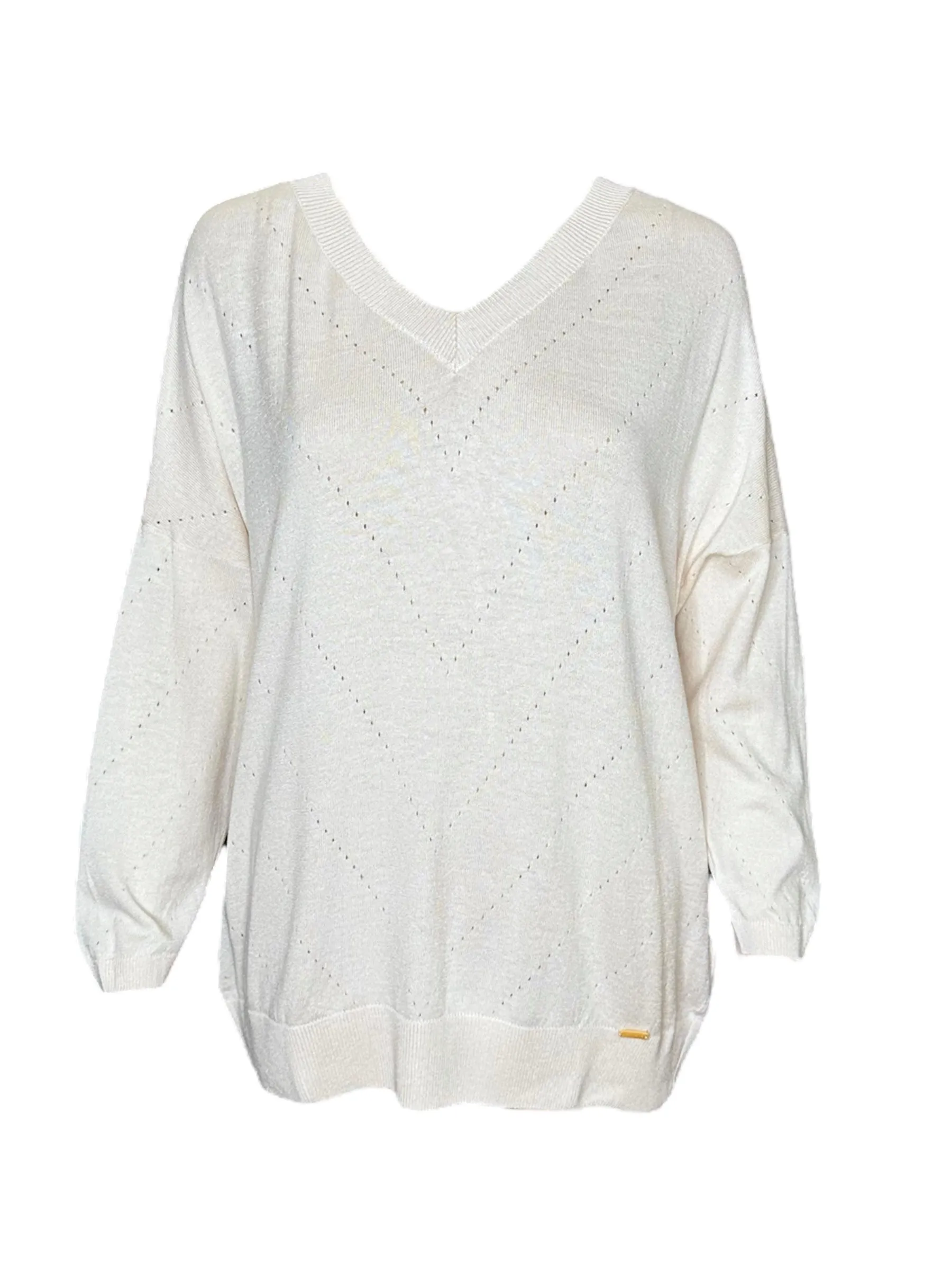 V-Neck Hole Detail Sweater