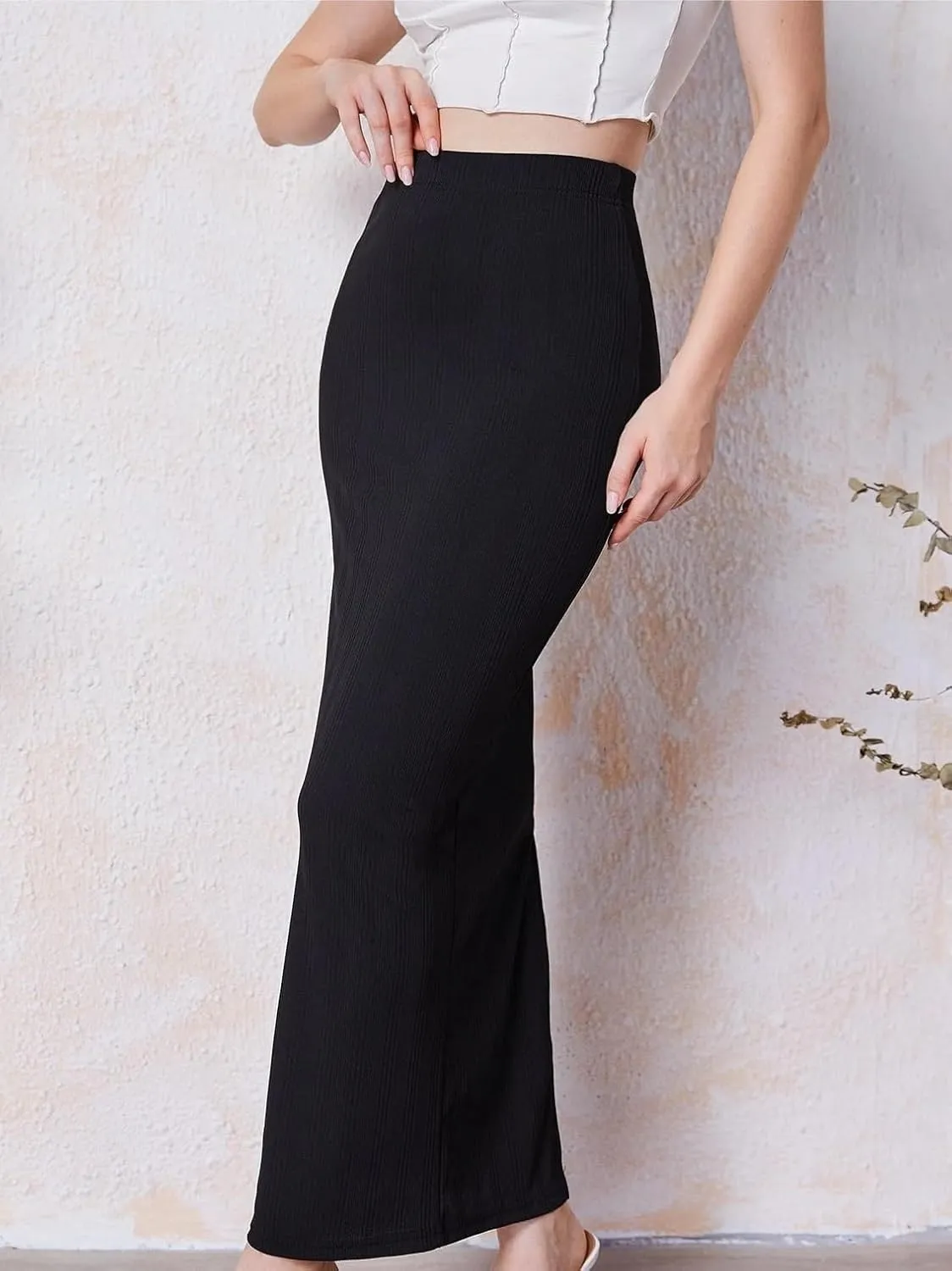 Women's High Waist Slit Back Pencil Skirt 2025 Fashion Long Skirts