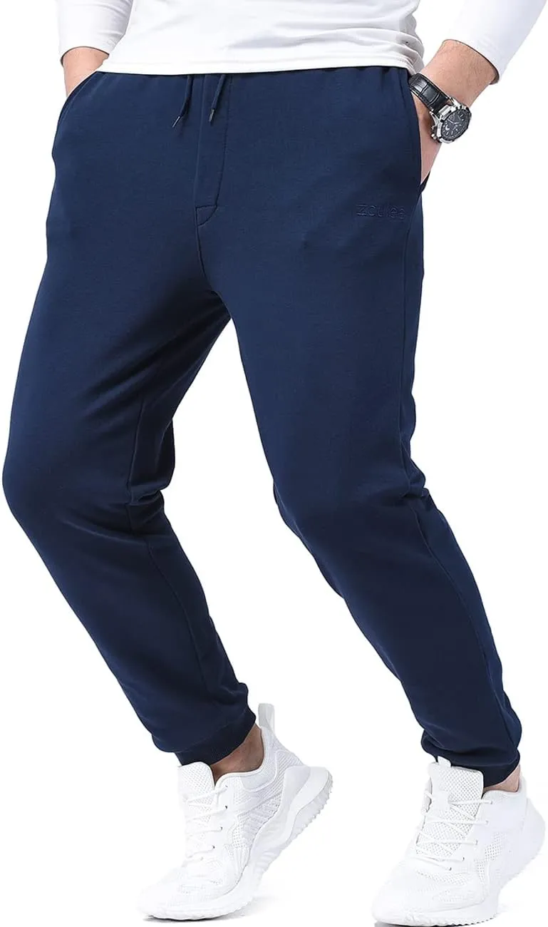 Zoulee Classic Drawstring-Waist Zipper Logo Jogger Pants with Zipper Fly