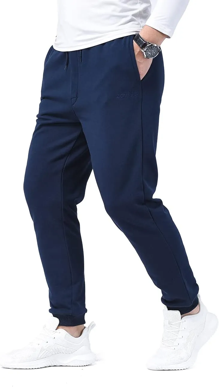 Zoulee Classic Drawstring-Waist Zipper Logo Jogger Pants with Zipper Fly